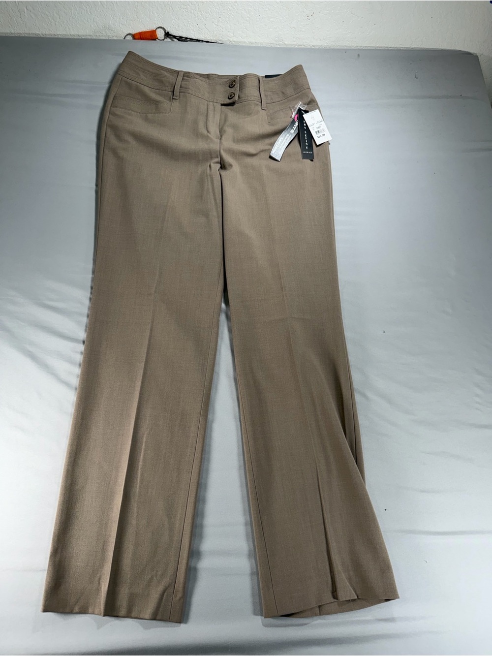 NWT Larry Levine Tan Dress Pants Trousers Women Size 10 Stretch Khaki Work #1041